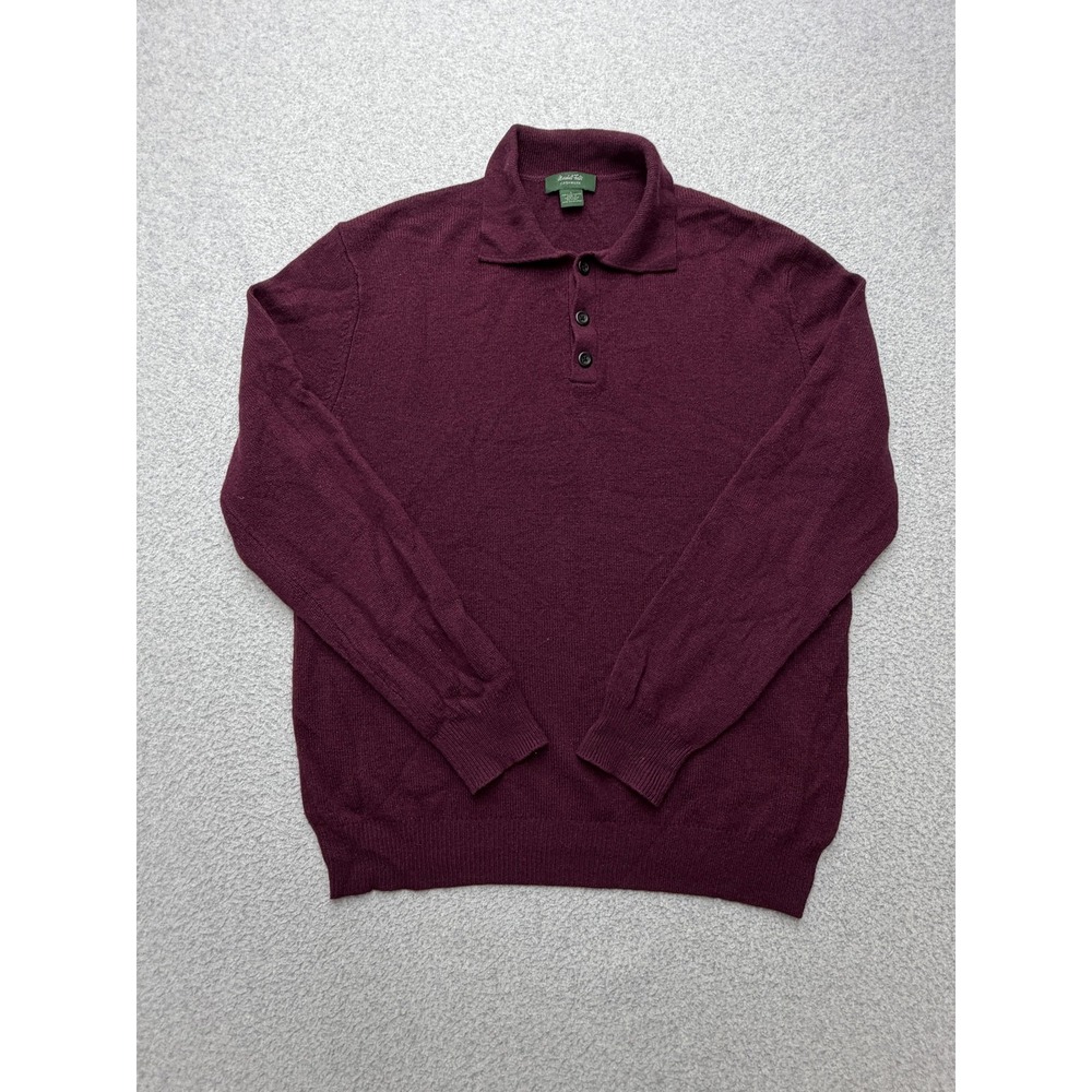 Vintage Marshall Field's Sweater Mens Large Purple 100% Cashmere Polo Hong Kong